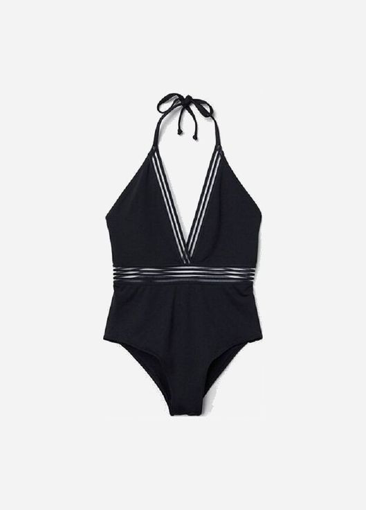 Черный сплошной купальник H&M