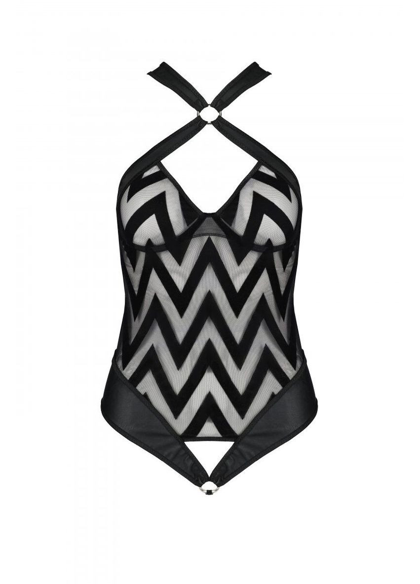 Сетчатый боди с халтером и ритмичным рисунком Hima Body black – Passion (297394185)
