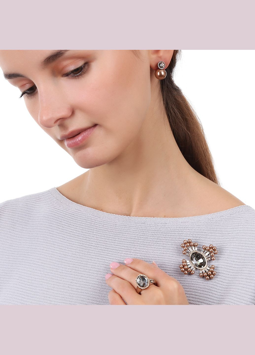 Жемчужные серьги пусеты с кристаллами Sincera (340465253)