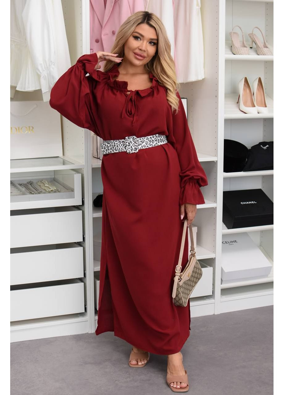 Бордова святковий, вечірня, кежуал жіноча сукня в стилі бохо Style Point однотонна