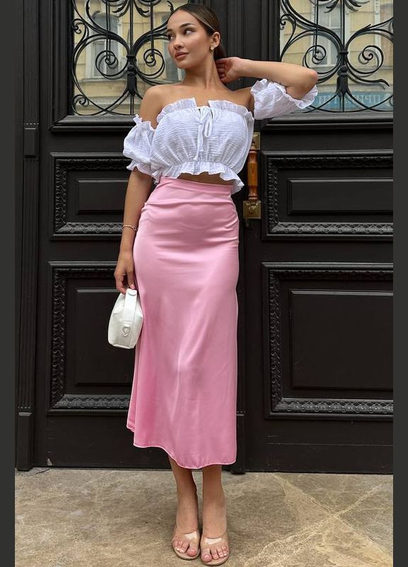 Спідниця шовкова рожевого кольору Let's Shop (299147777)