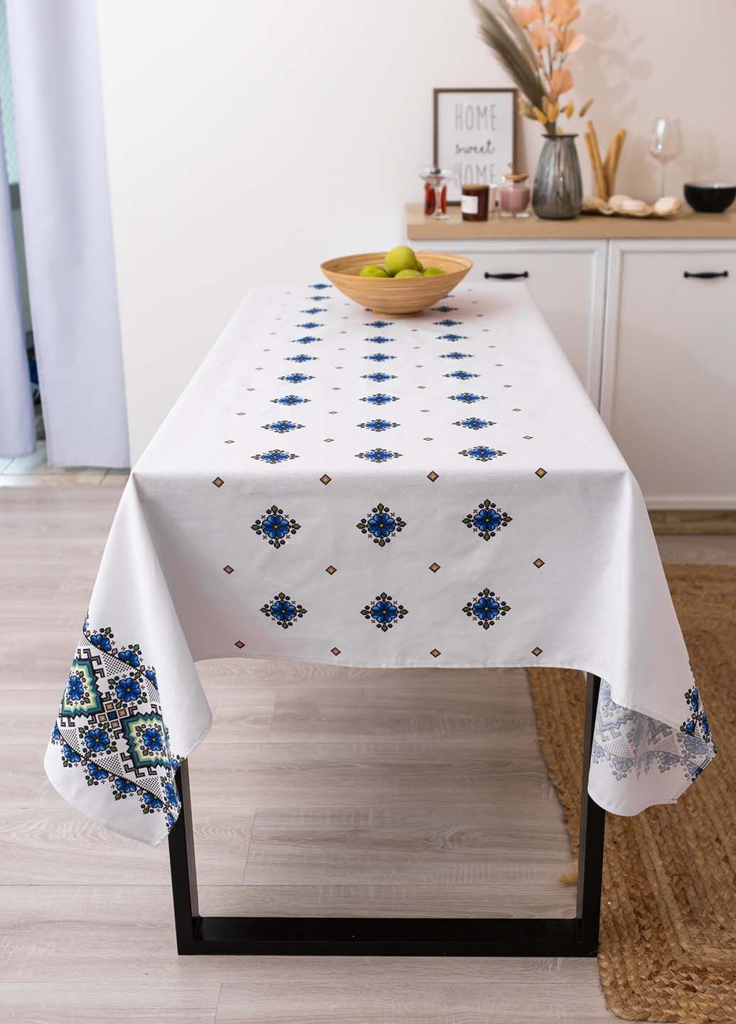 Скатертина бавовняна "Етніка" (синя) 1.8м х 1.5м (середній стіл) Homedec - (352767916)
