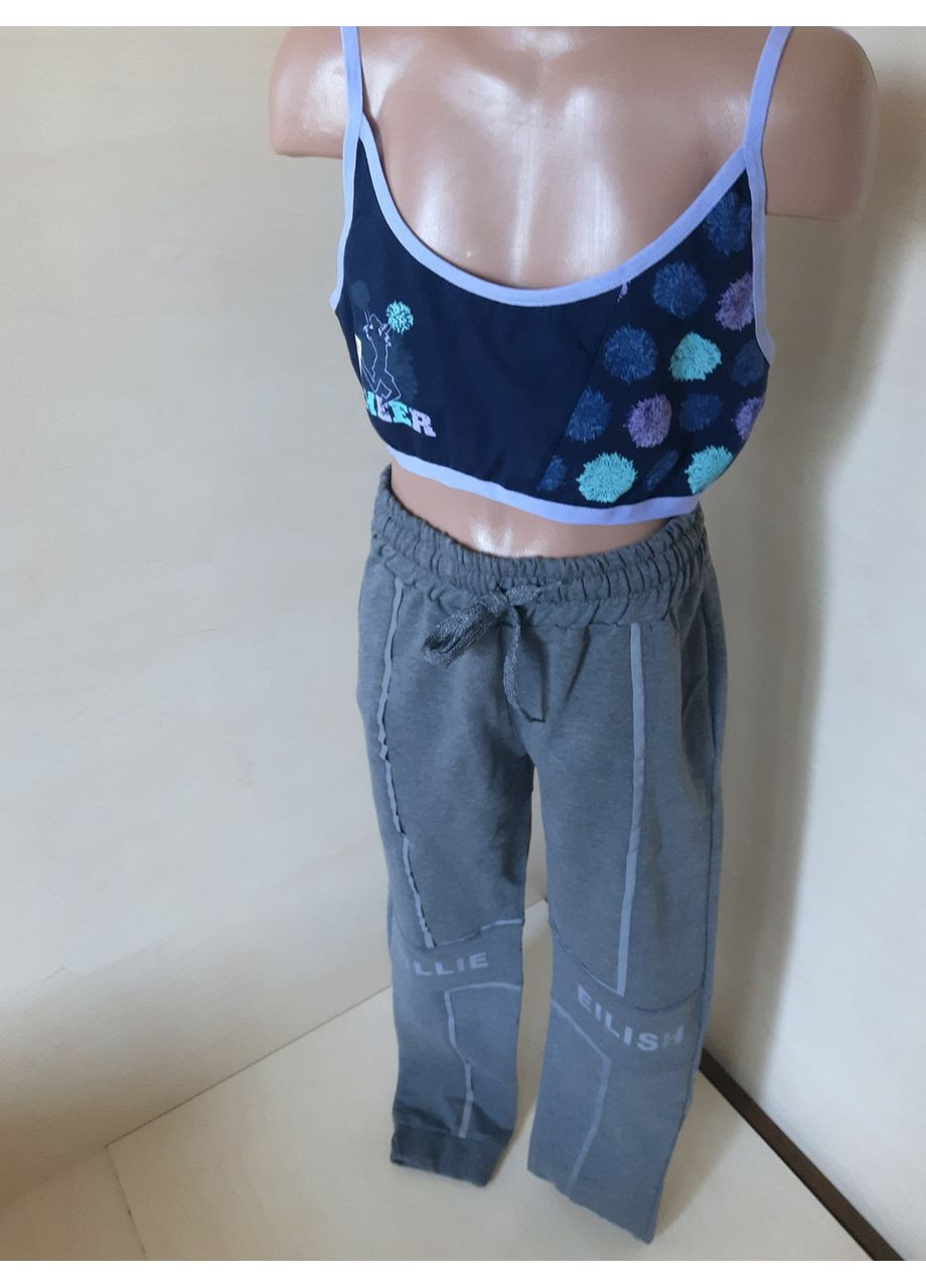 Темно-синяя летняя спортивный топ топик для девочки донелла 146 152 158 164 170 176 No Brand