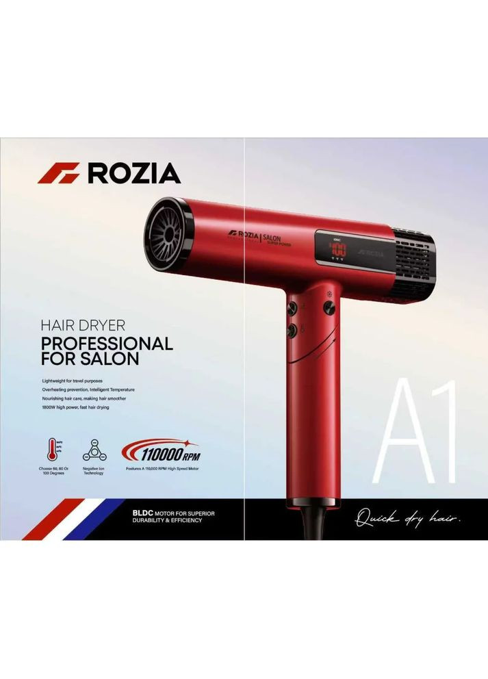 Фен профессиональный для сушки волос ROZIA A1 Professional Hair Dryer AND-6162-9 Hengda (377206311)