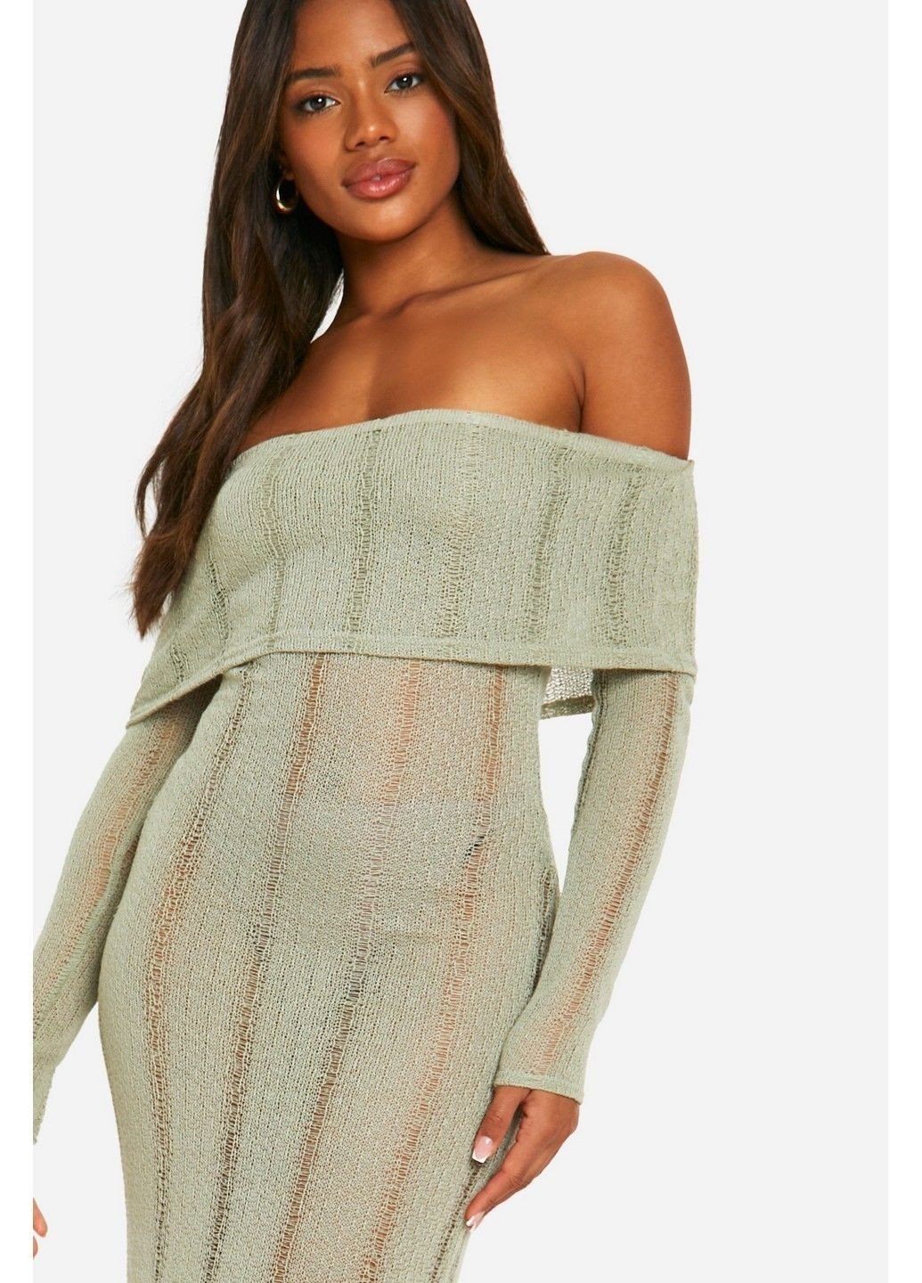 Светло-зеленое кэжуал платье Boohoo однотонное