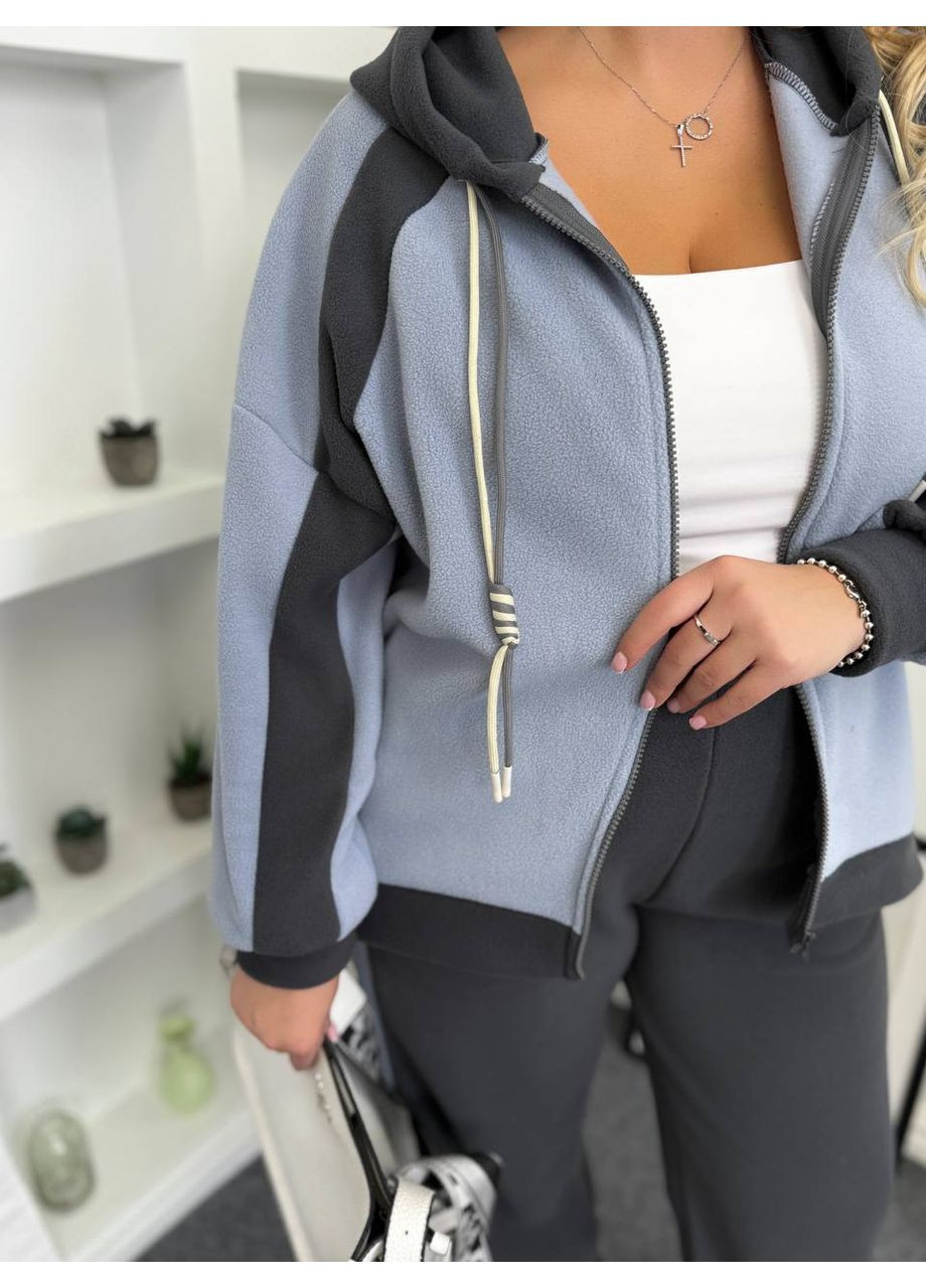 Женский флисовый спортивный костюм цвет графит-светло серый Panorama (315334696)