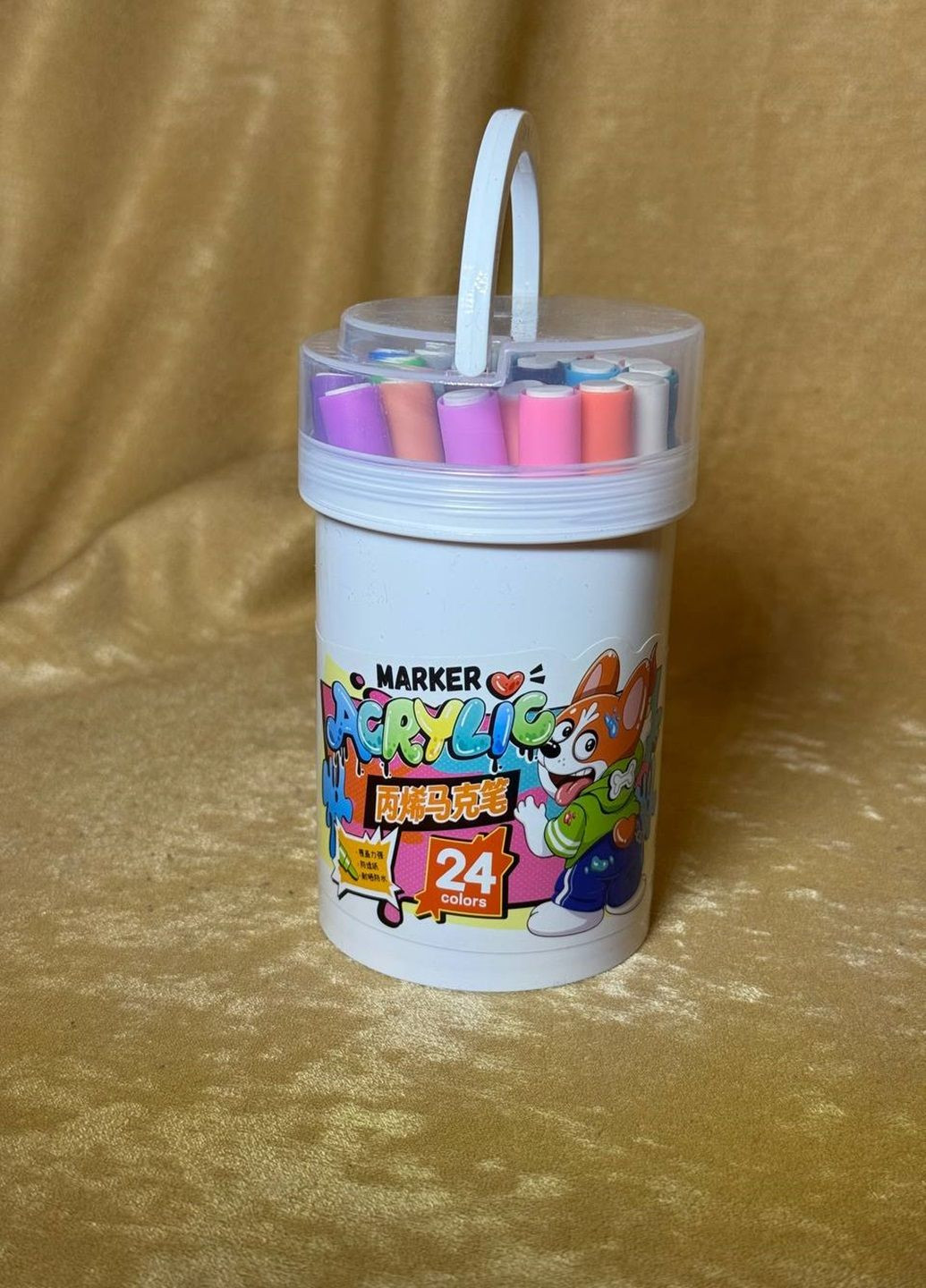 Художні акварельні акрилові маркери для скетчингу односторонні фломастери 24 кольорів No Brand (316654759)