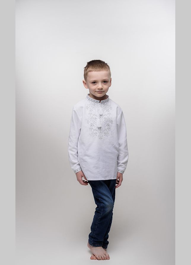 Белая вышиванка для мальчика vishivano4ka узор цветочный хлопок (306645541)