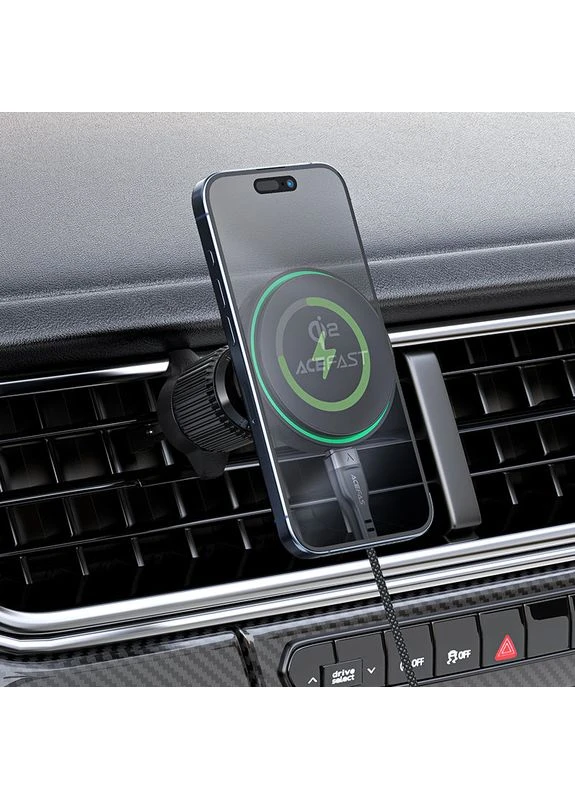 Автомобильный держатель для телефона с БЗП magnetic wireless charging car holder for air vent (6974316280293) Acefast D33 Qi2 (381491050)