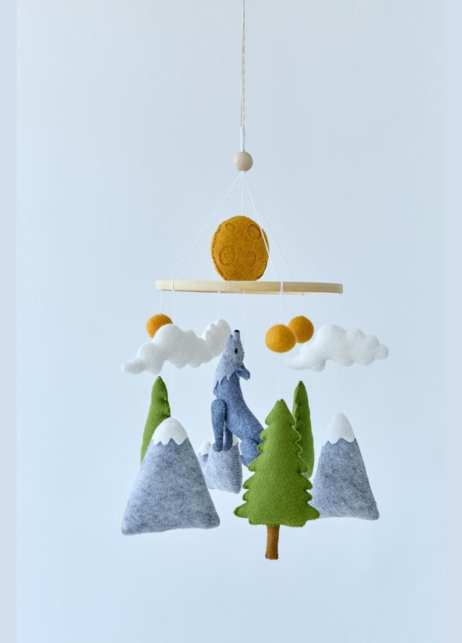 Дитячий музичний мобіль на ліжечко для немовлят WoollyFox "Вовк у лісі" на 35 мелодій No Brand (342757888)