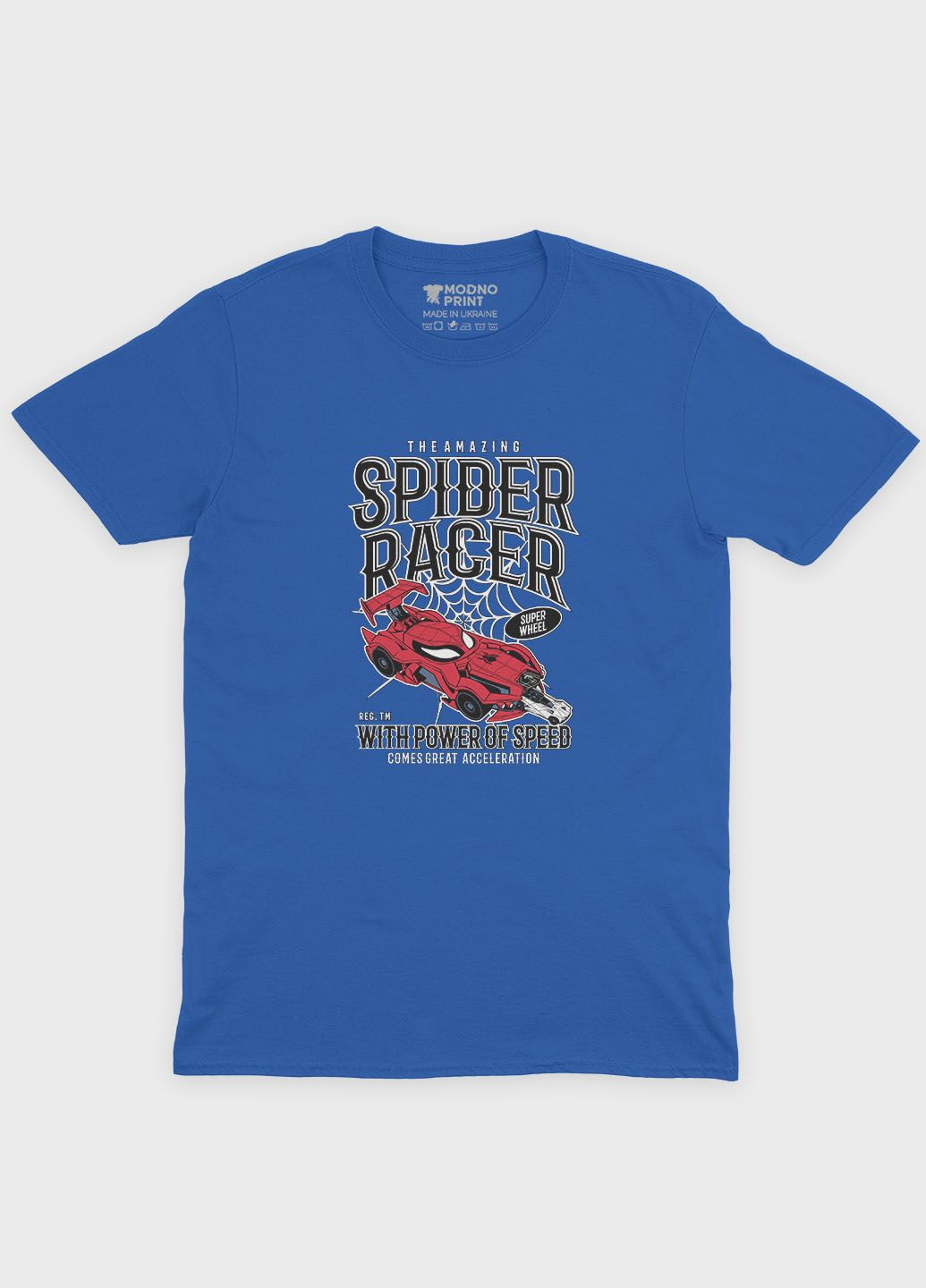 Синя демісезонна футболка для дівчинки з принтом супергероя - людина-павук (ts001-1-grr-006-014-071-g) Modno