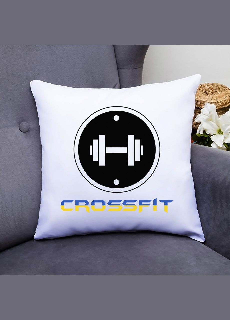 Подушка декоративна з принтом "Crosfit (синьо-жовтний напис)" Push IT Кавун (316095555)