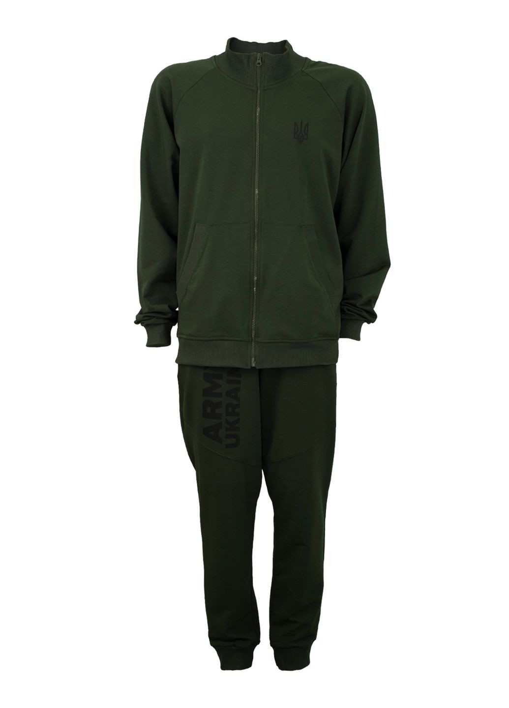 Костюм спортивний чоловічий Макс двонитка/рибана з принтом ARMY UKRAINE хакі. шовкографія р.M 4PROFI (316090849)
