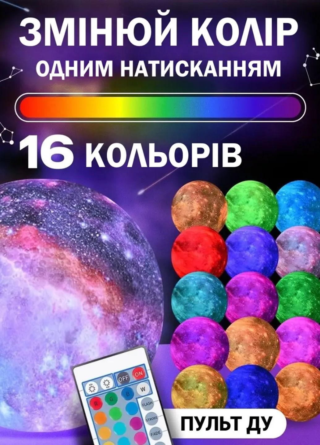 Детский аккумуляторный светодиодный ночник галактика KOS 15 в форме 3D Луны VTech (322416179)