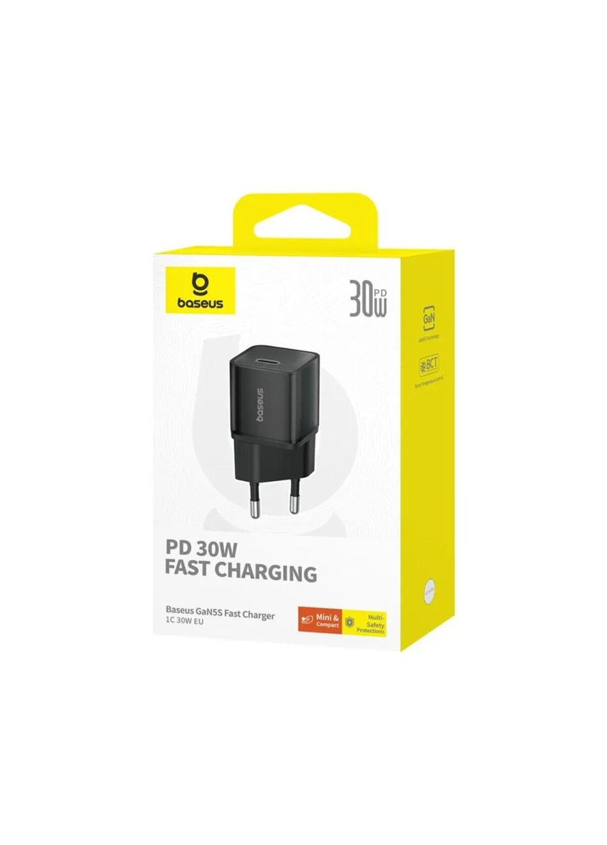 Мережевий зарядний пристрій GaN5S Fast Charger 1C 30W EU Cluster Black Baseus (322222804)