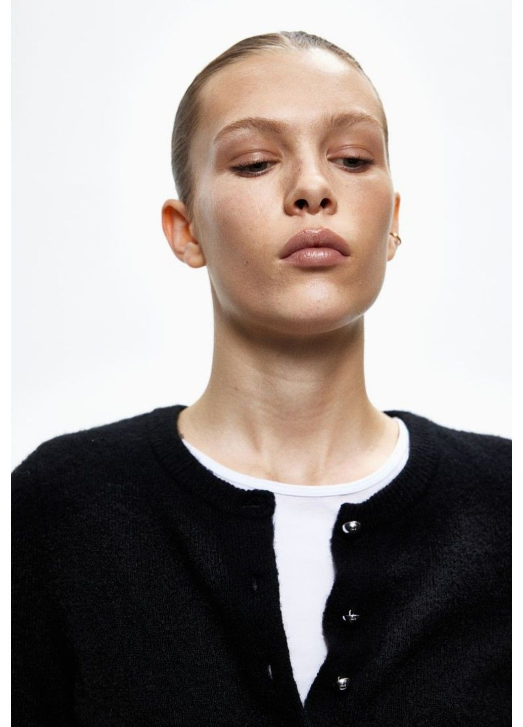 Черный демисезонный женский трикотажный свитер с короткими рукавами н&м (57645) s черный H&M