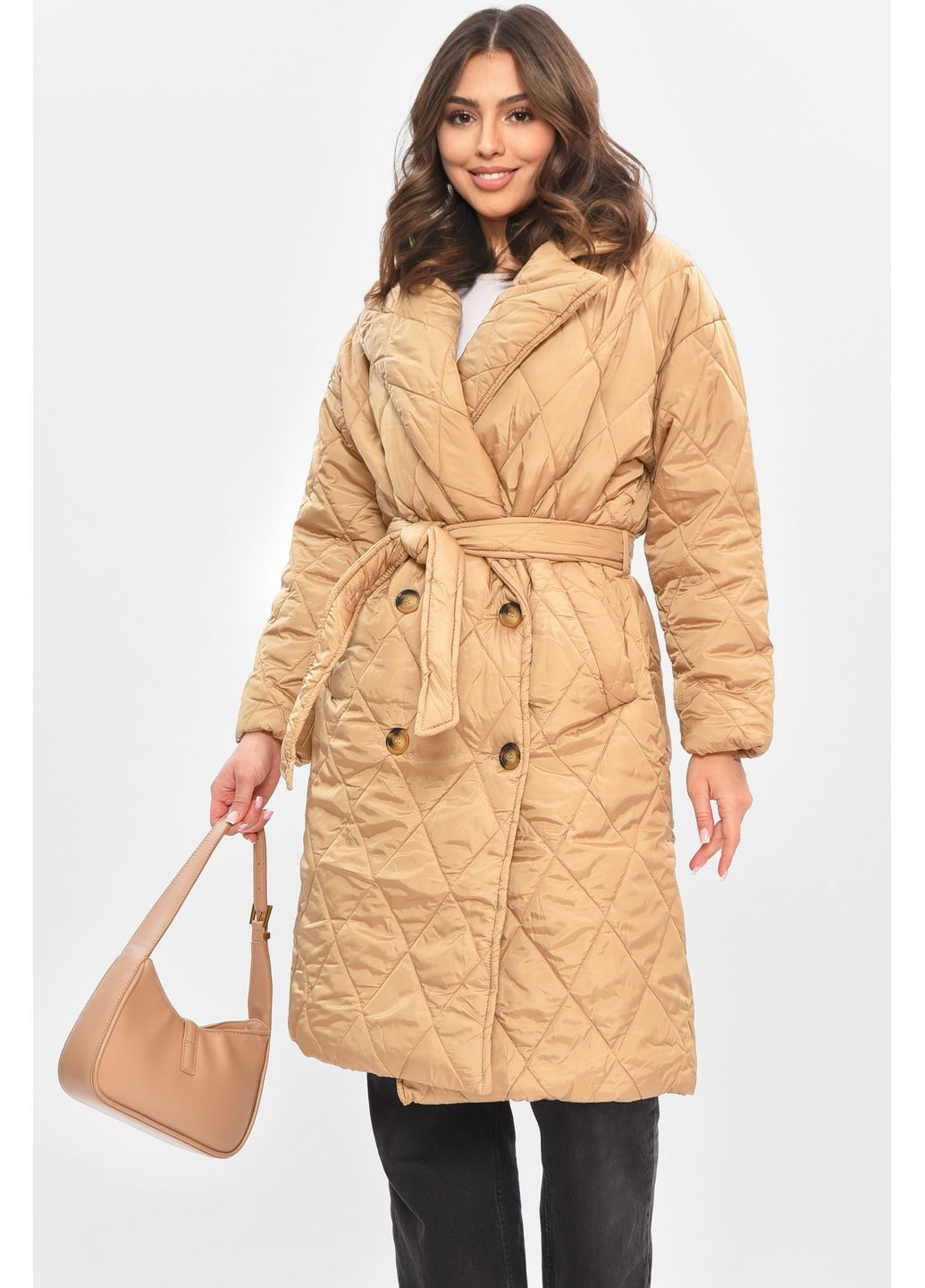 Темно-бежева демісезонна куртка жіноча демісезонна темно-бежевого кольору Let's Shop