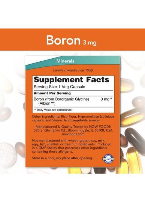 Boron 3 mg 100 Veg Caps Now Foods (364894827)