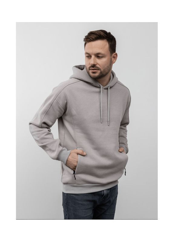 Сірий толстовка з кишенями та капюшоном Hector однотонний (314812232)