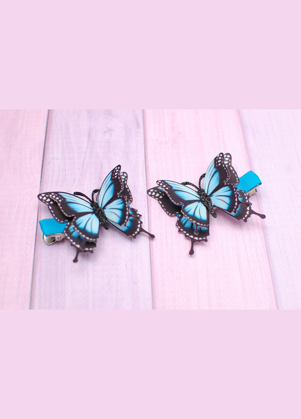 Набор заколки для волос детские 2 штуки голубые бабочки 752 Об Okl (370386396)