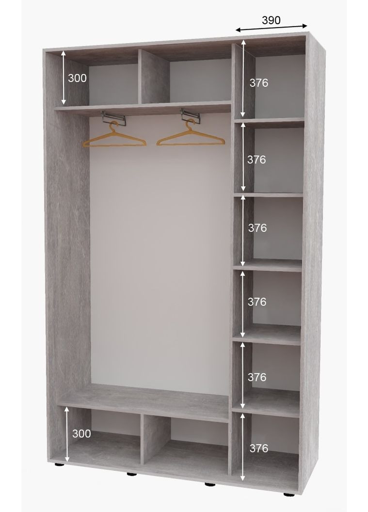 Шафа-купе дводверна 160*45*250 см Індастріал 2 двері ДСП + Дзеркало Алекса (360458596)