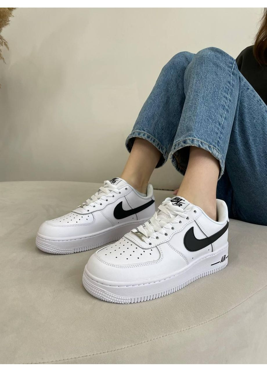 КРОССОВКИ ЖЕНСКИЕ NIKE AIR FORCE 1 WHITE BLACK 4 НАЙК АИР ФОРС 1 ПРЕМИУМ No Brand чёрные демисезоны (367172700)