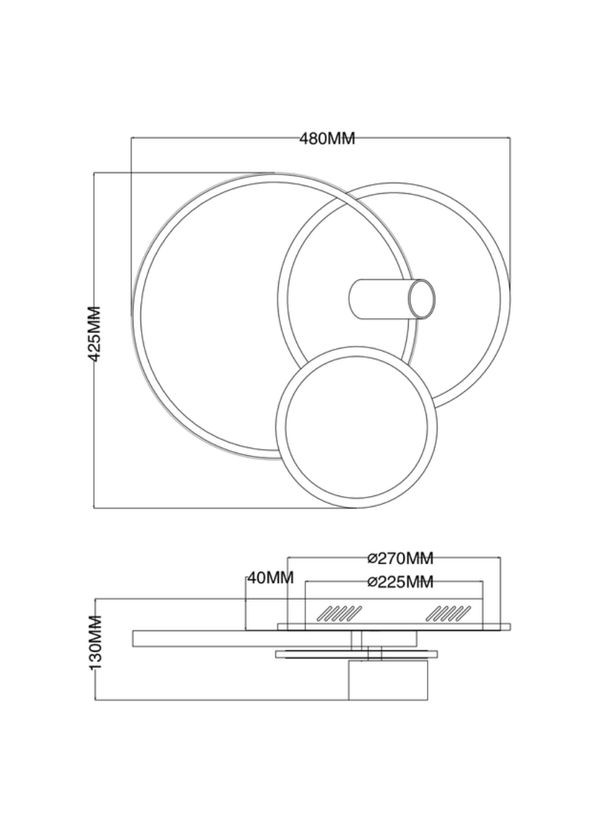 Управляемая светодиодная люстра 10441 75W 3R 1LR-480*425*130-WHITE/BLACK-220-IP20 Eclipse 065457 (322456364)
