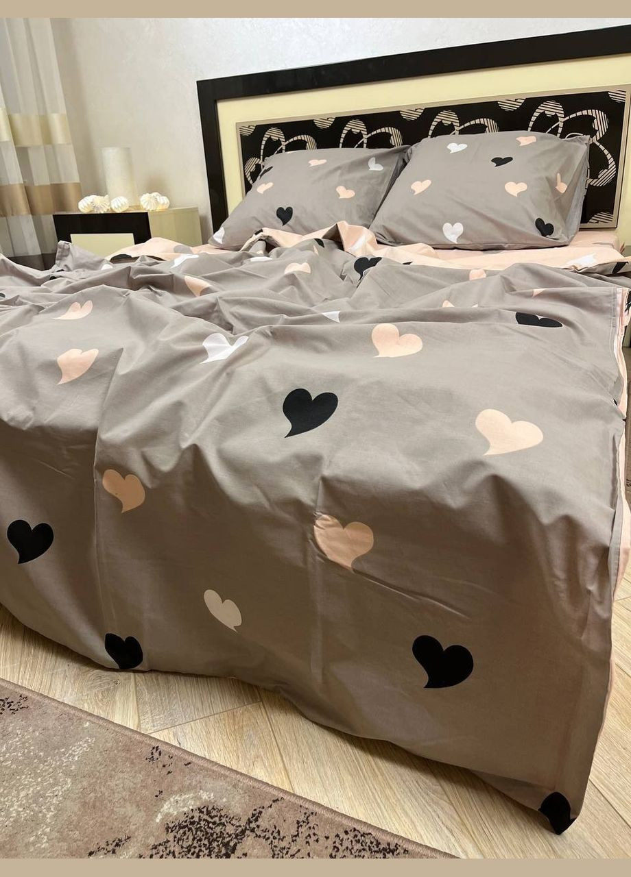 Постільна білизна бавовняна Романтика Євро Простирадло на гумці 160x200х20 Бязь Сіра 70 х 70 No Brand (332796545)