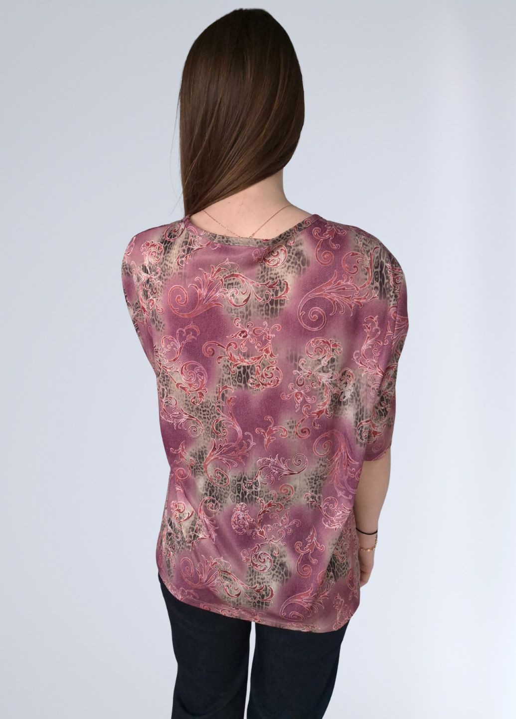 Бордова блуза-футболка жіноча в абстр-принт creation atelier No Brand