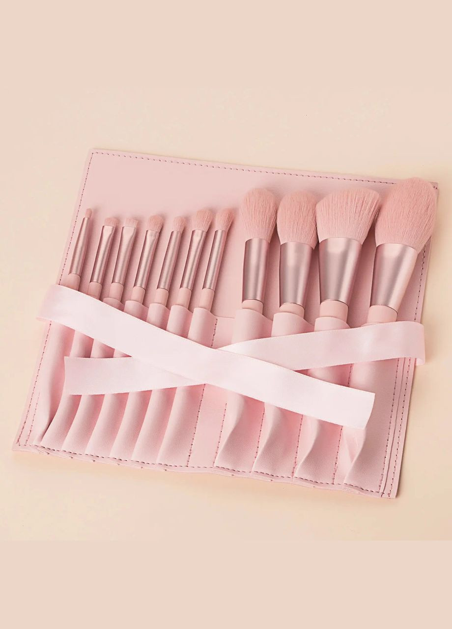 Набір пензлів для макіяжу в рожевому чохлі 11 шт. Maange (324624160)