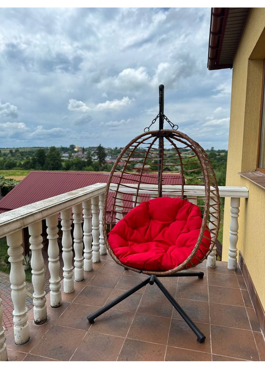 Подвесное садовое кресло качели (кокон/гнездо) SAN VITO с мягкой красной подушкой, Gordon (362213421)