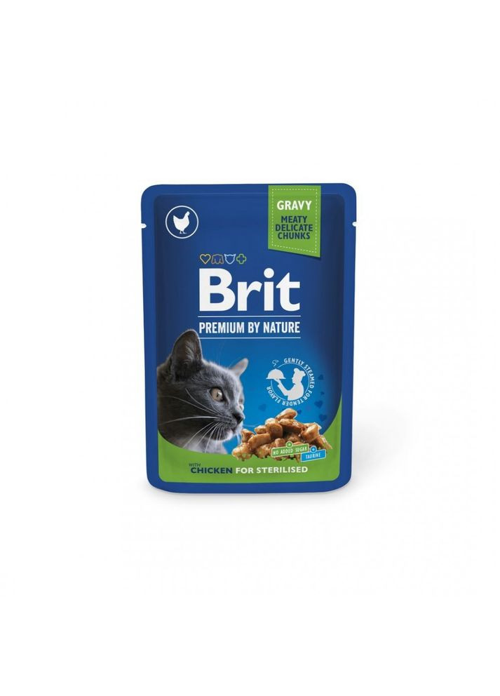 Влажный корм в соусе с курицей Брит Премиум для стерилизованных кошек пауч 100 г 24 шт (8595602506033) Brit Premium (362702795)