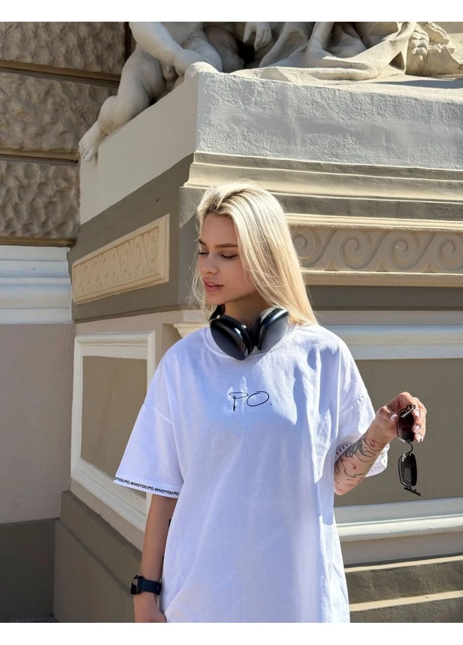 Футболка женская OVERSIZE 100% хлопок белая с принтом “Mono-ART” No Brand (401174986)