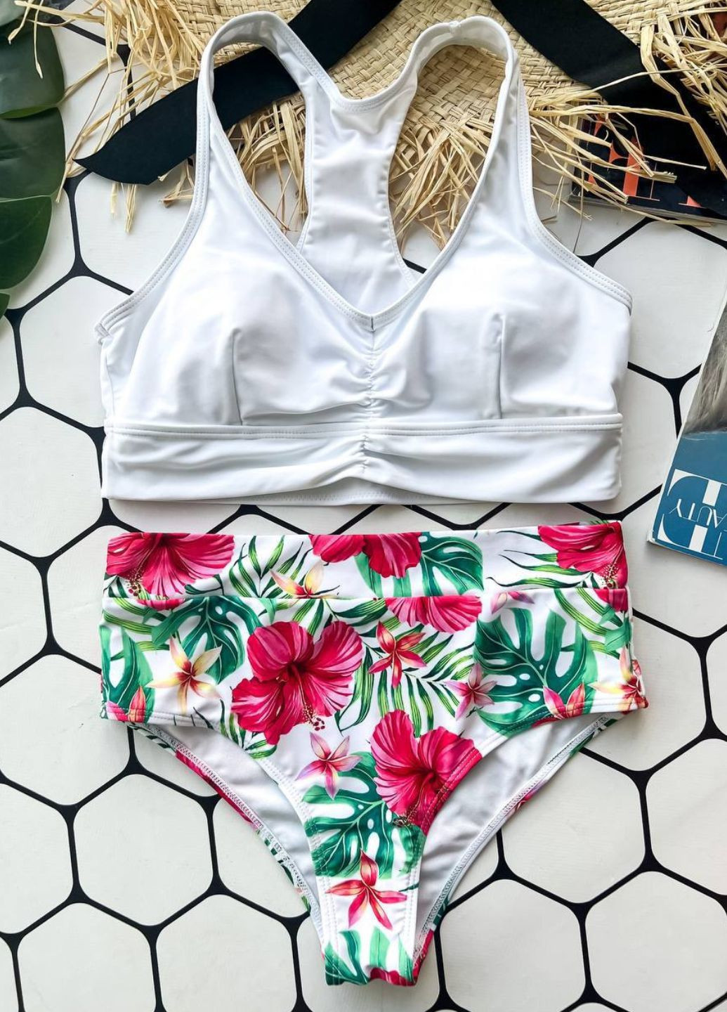 Комбинированный купальник женский раздельный No Brand