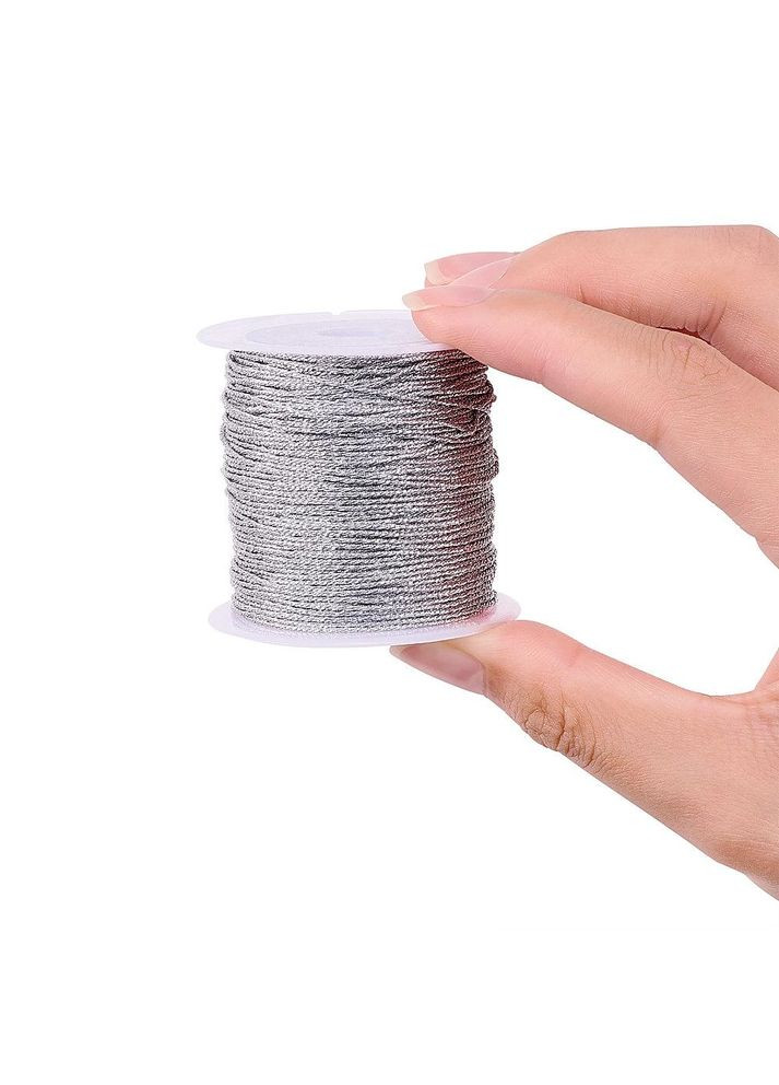 Шнур Плетена люриксова нитка металізована Срібляста 0.8 мм 25 метрів Finding (338434416)