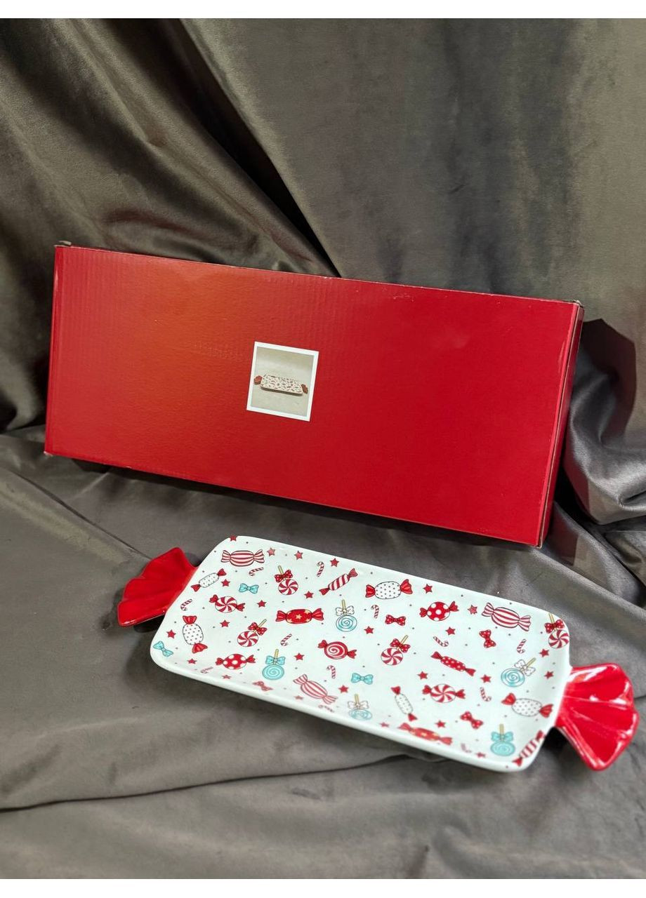 Блюдо для десертів новорічне Merry Christmas порцелянове 35х12.5 см CR-1-29 Yiwu (364274478)