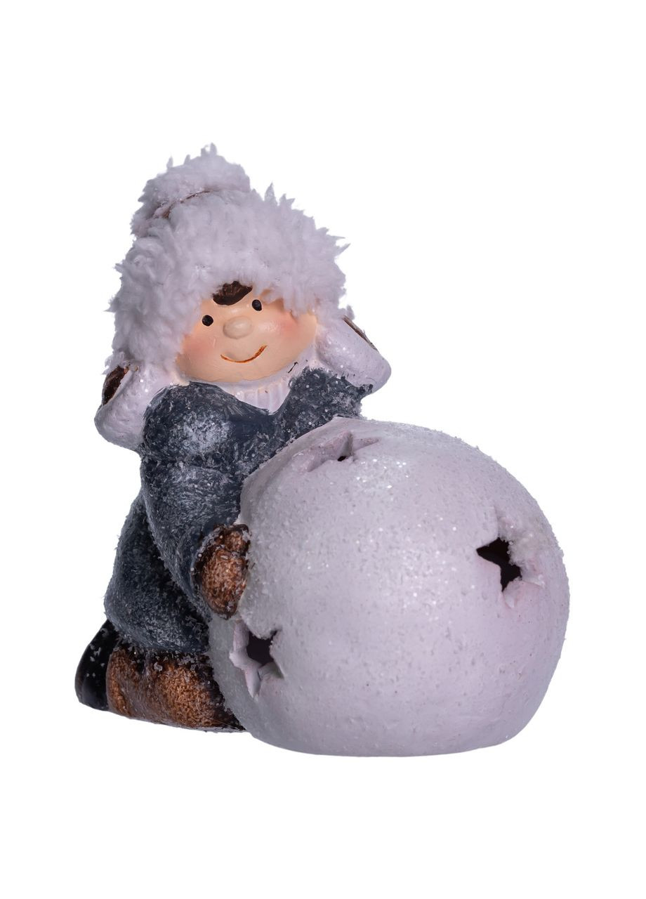 Новогодняя фигурка с подсветкой Девочка со снежным шаром фарфоровая для декора дома подарок элемент интерьера Yiwu (370602453)