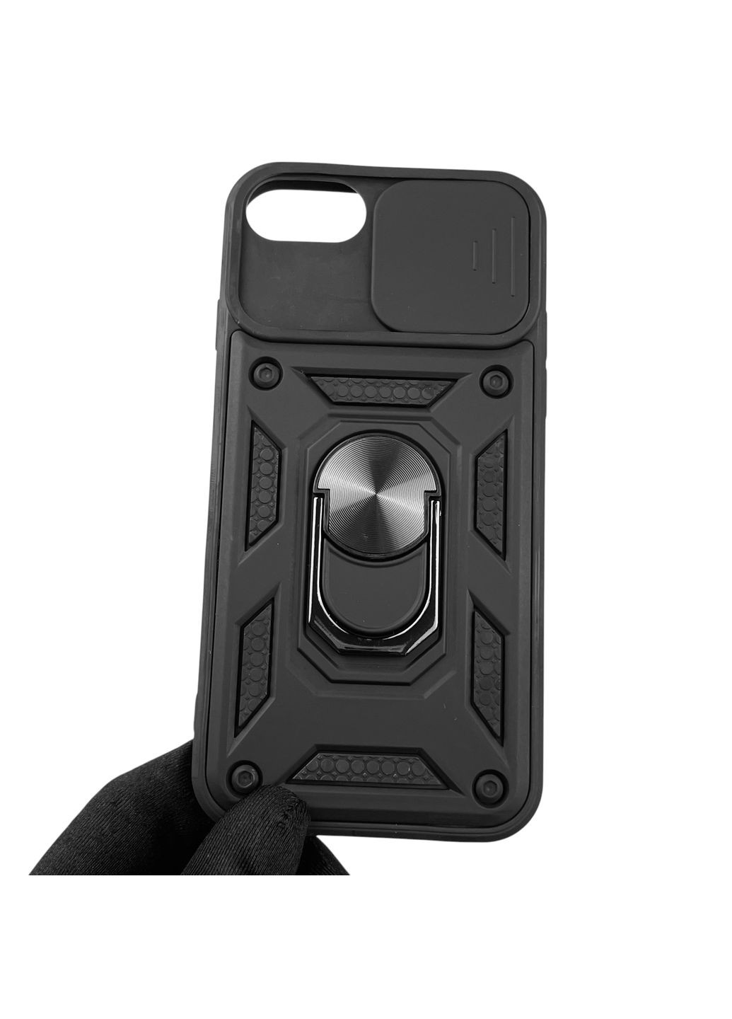 Чехол для iPhone SE 2020 бронированный с кольцом со шторкой на айфон се 2020 чёрный rg1 Apple (366229646)