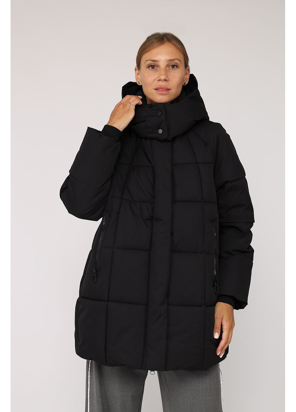 Чорна зимня куртка жіноча колір чорний цб-00277866 Yuki