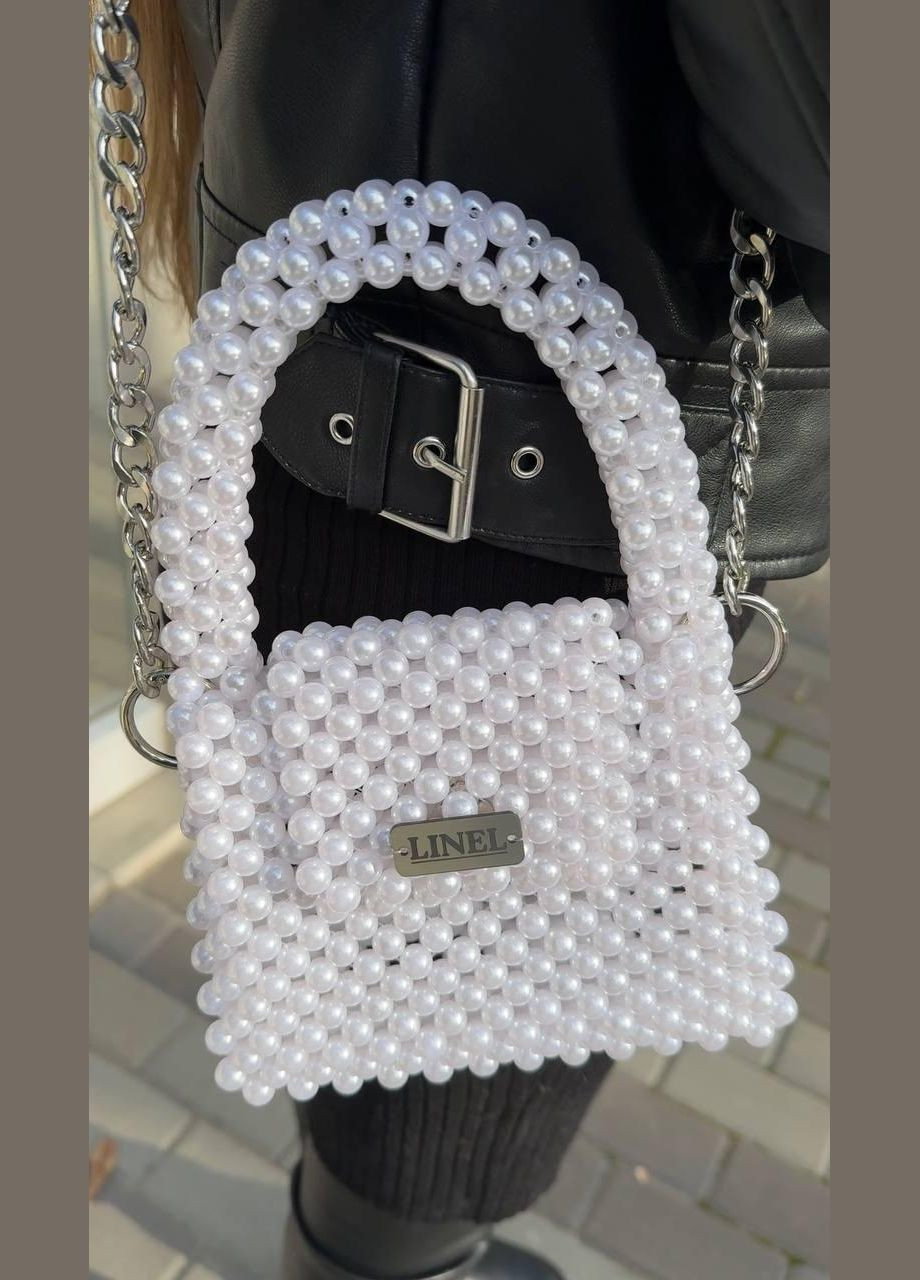 Сумка женская белая из бусин ручная работа 050 Linel (340304016)