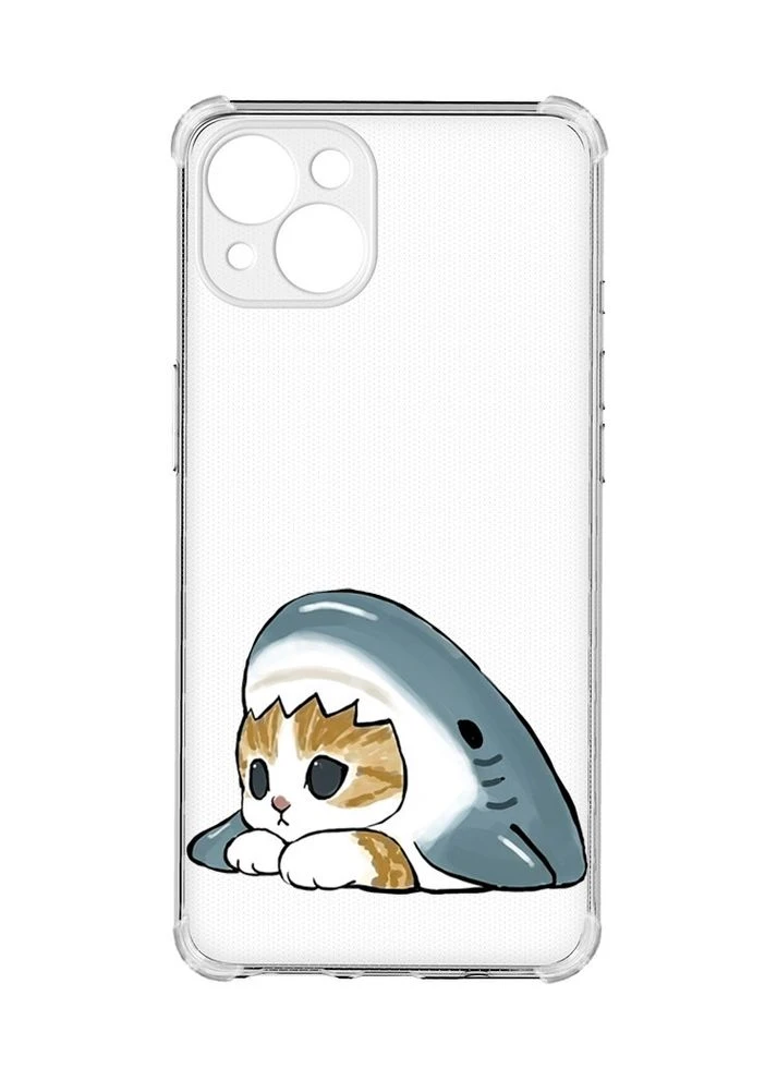 Чехол с утолщенными углами на iPhone 15 Plus Котик Акула (принт 421) Creative (390657407)