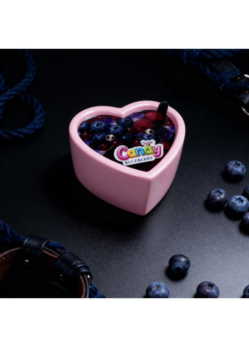 Массажная свеча с ароматом черники Blueberry в форме сердца, 70 мл Candy (369660670)