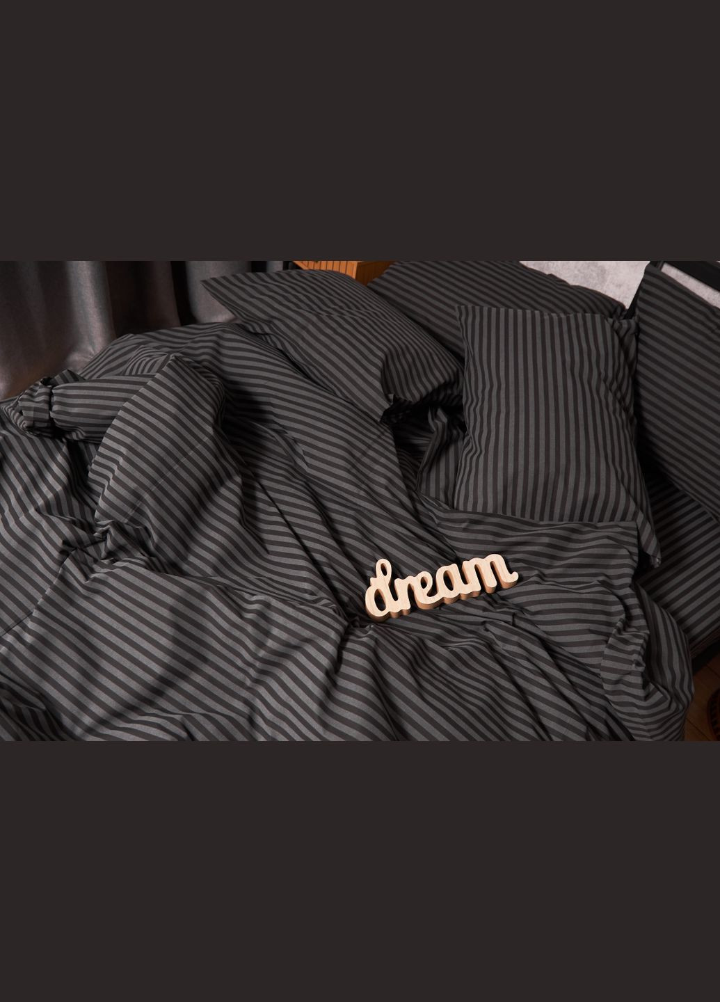 Комплект постільної білизни сімейний 160х220х2 наволочки 4х50х70 Бязь Gold Люкс (MS-820001111) Moon&Star Gray Stripe (285716792)