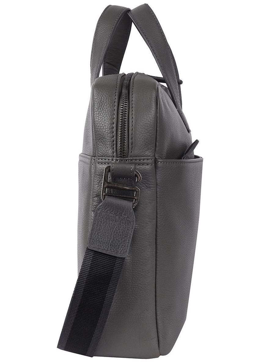 Сумка портфель через плечо для мужчин из натуральной кожи для документов А4 для ноутбука Серый 40612 Brampton London (361660314)