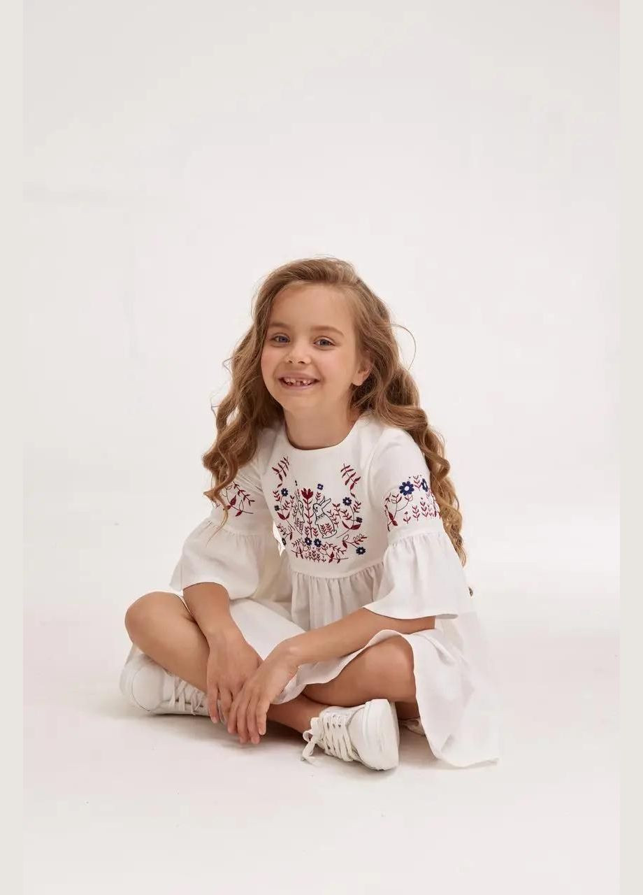 Белая платье вышиванка зайка белое (359472919)