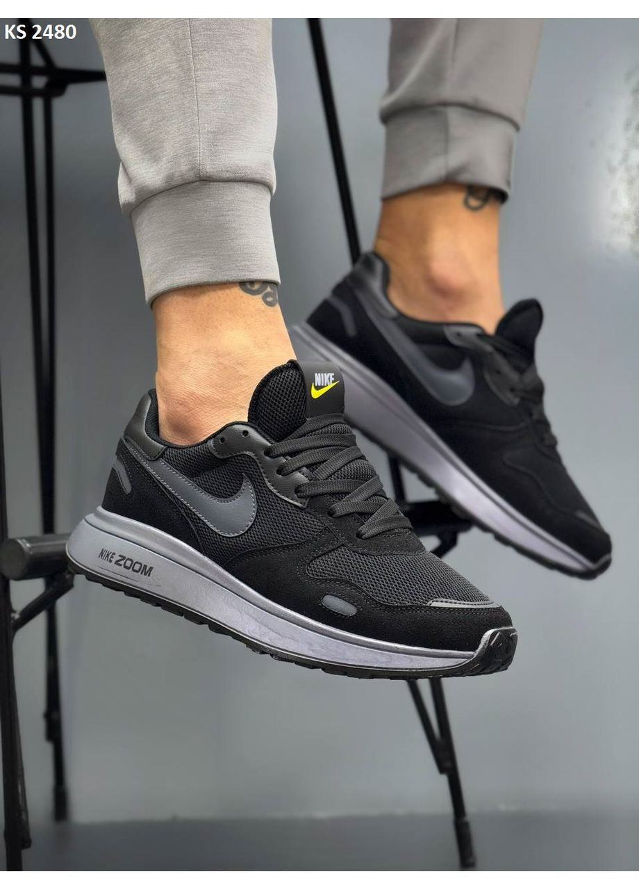Черные демисезонные кроссовки мужские nike air zoom black gray найк аир зум No Brand