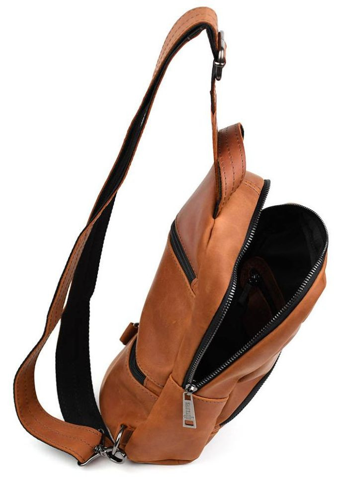 Сумка слінг через плече чоловіча шкіряна для телефону та документів середня Коричневий 39028 TARWA (351403636)