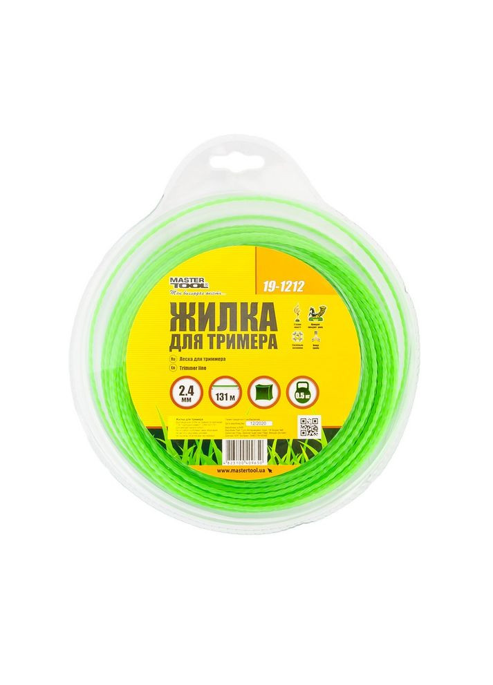 Леска для триммера GM КВАДРАТ КРУЧЕННЫЙ 2.40 мм 131 м (блистер) (19-1212) Mastertool (341316192)