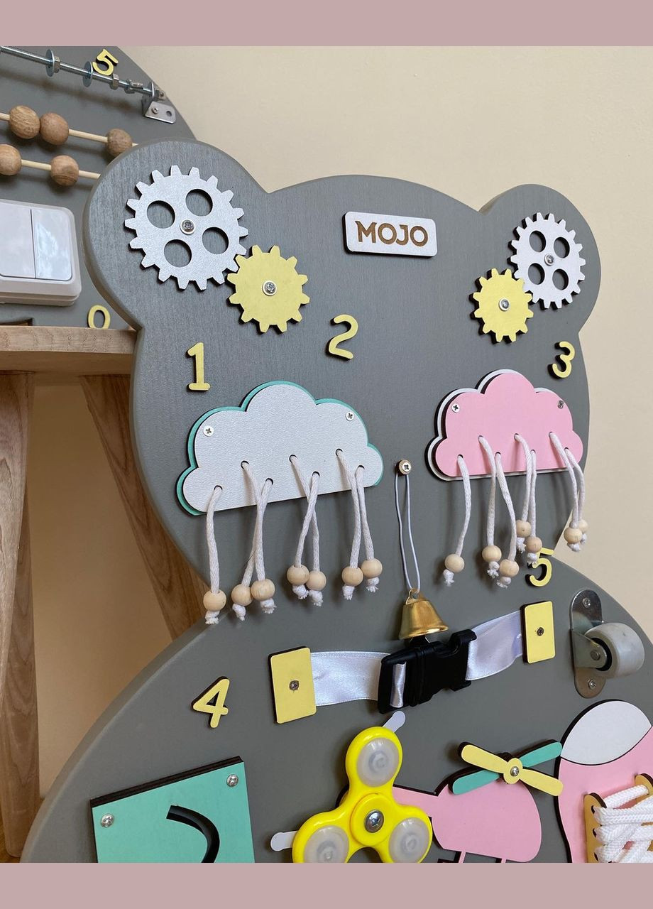 Бізіборд "Ведмедик" розвиваюча іграшка, подарунок на 1 рік 40х50 см No Brand (355890501)