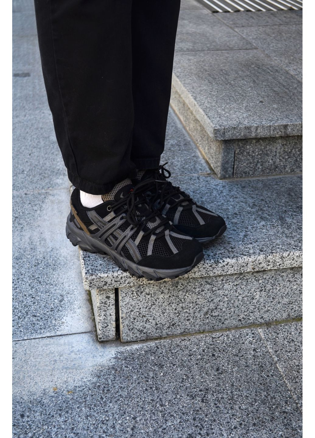 Чорні Осінні кросівки чоловічі asics gel sonoma 15-50 black асікс гель сонома No Brand